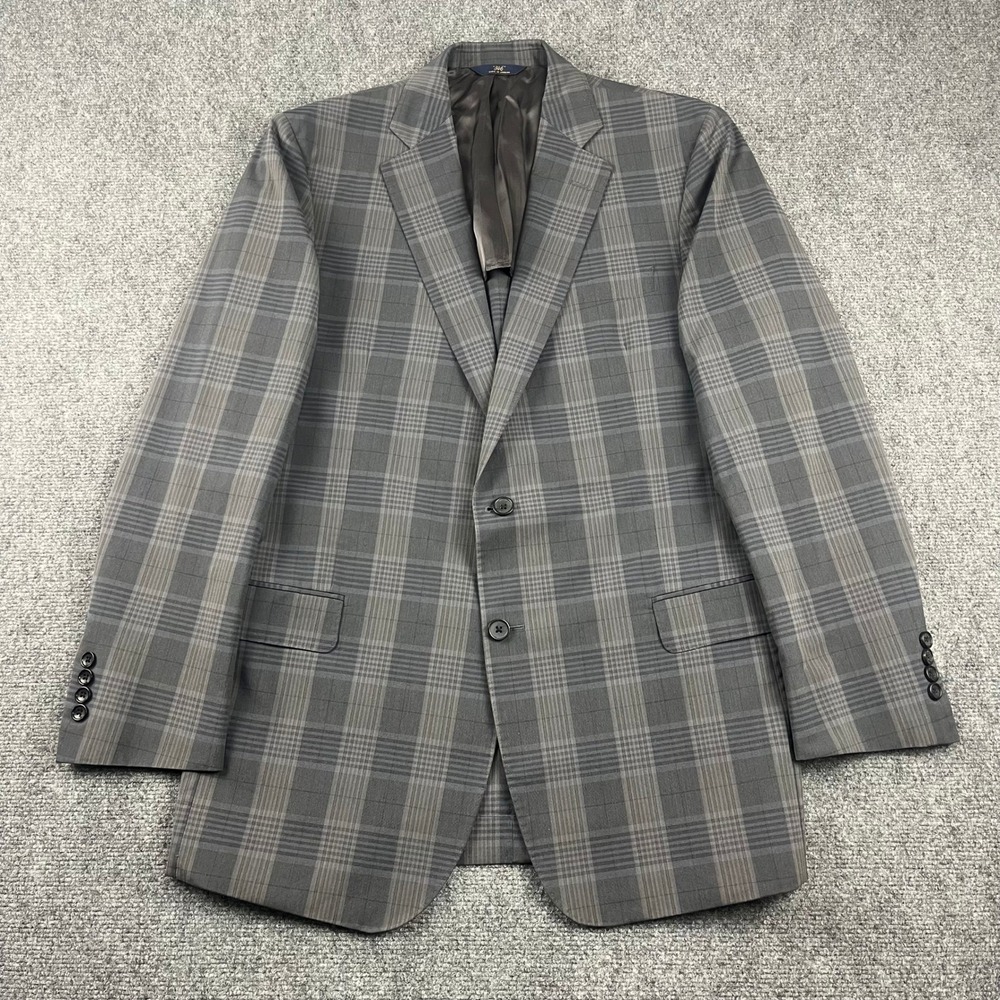 Brooks Brothers 346 42L Regent Grey Glen Plaid Spandex Blend Blazer Unstructured